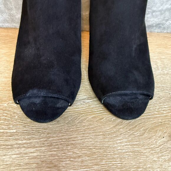 Marc Fisher Shimmee Black Suede Leather Peep Toe High Heels Women's Size 9 - Picture 3 of 10